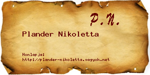 Plander Nikoletta névjegykártya