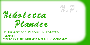 nikoletta plander business card